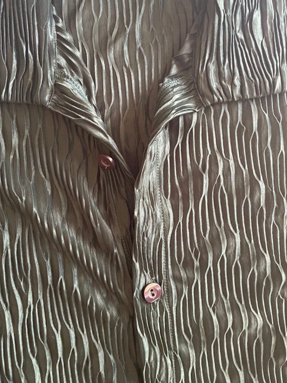Vintage Y.M.L.A. Shirt Mens L Green Plisse Button Up Disco Rave Club 90s Y2K - Picture 3 of 10